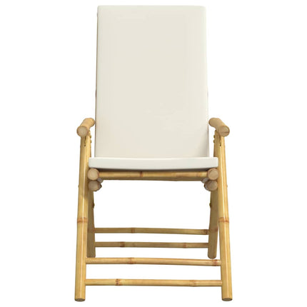 bistrostole 3 stk. foldbare med cremehvide hynder bambus