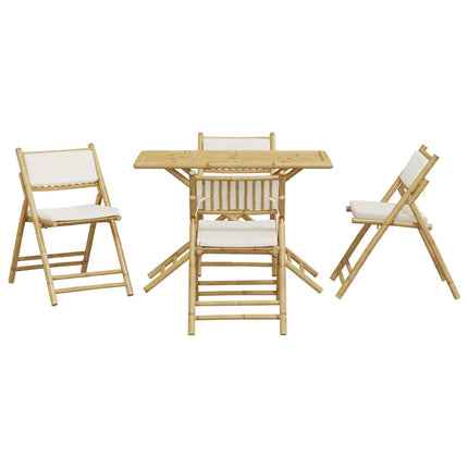 bistrostole 5 stk. foldbare med cremehvide hynder bambus
