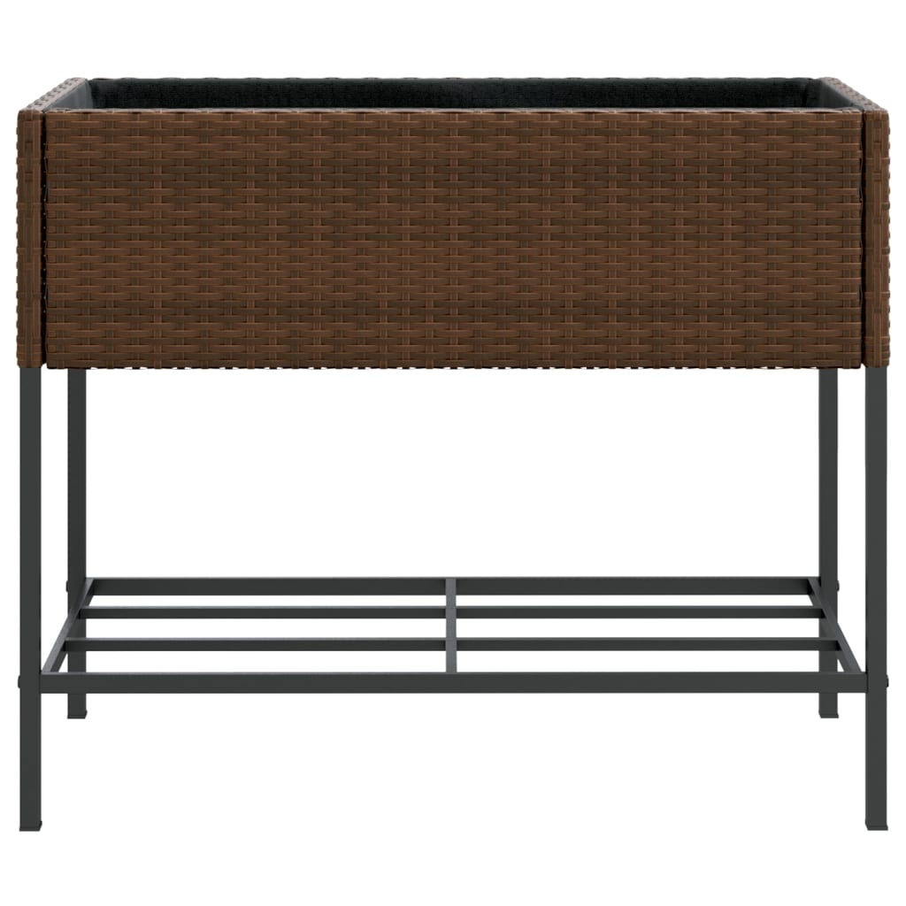 plantekasser 2 stk. med hylde 90x40x75 cm polyrattan brun
