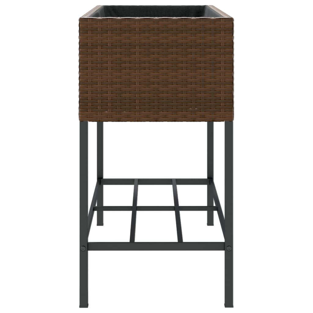 plantekasser 2 stk. med hylde 90x40x75 cm polyrattan brun