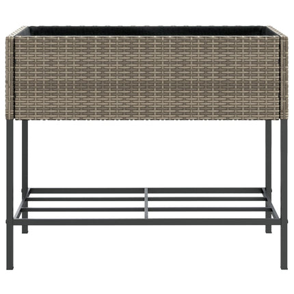 plantekasser 2 stk. med hylde 90x40x75 cm polyrattan grå