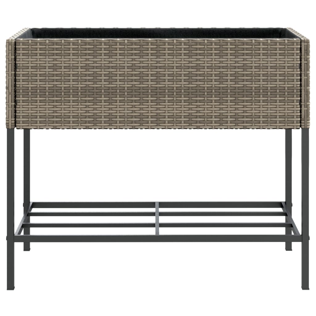 plantekasser 2 stk. med hylde 90x40x75 cm polyrattan grå