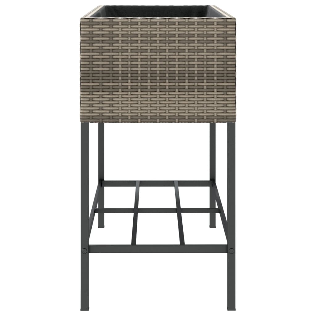 plantekasser 2 stk. med hylde 90x40x75 cm polyrattan grå