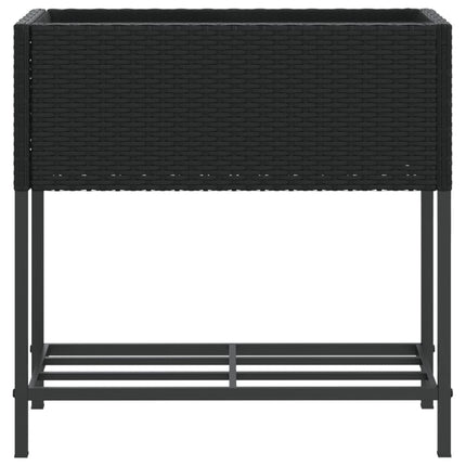 plantekasser 2 stk. med hylde 70x28x70 cm polyrattan sort