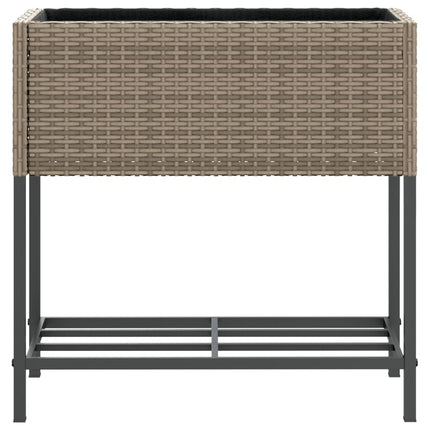 plantekasser 2 stk. med hylde 70x28x70 cm polyrattan grå