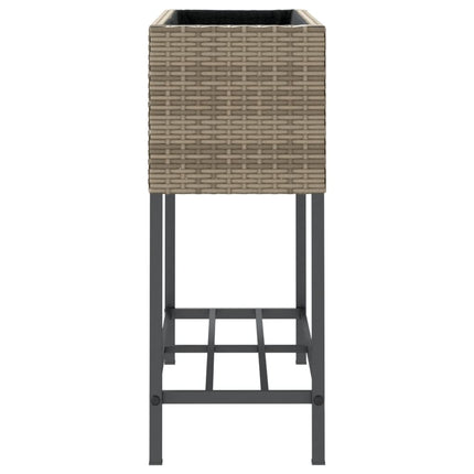 plantekasser 2 stk. med hylde 70x28x70 cm polyrattan grå