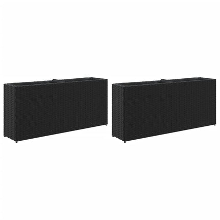 plantekasser 2 stk. med 2 potter 90x20x40 cm polyrattan sort