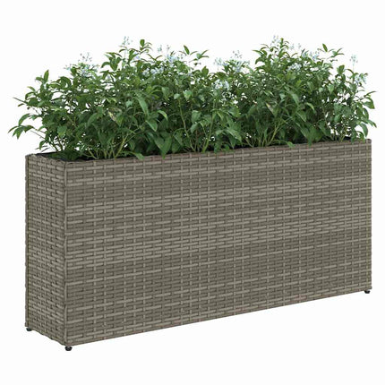 plantekasser 2 stk. med 2 potter 90x20x40 cm polyrattan grå
