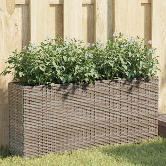plantekasser 2 stk. med 2 potter 90x20x40 cm polyrattan grå