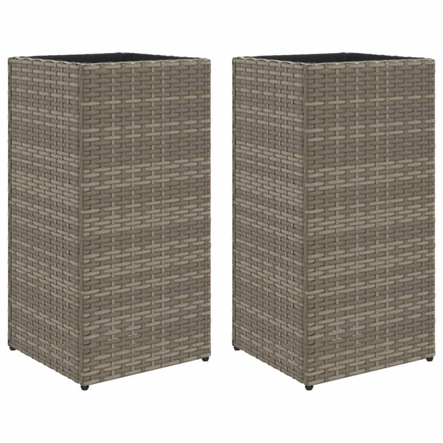 plantekasser 2 stk. 30x30x60 cm polyrattan grå