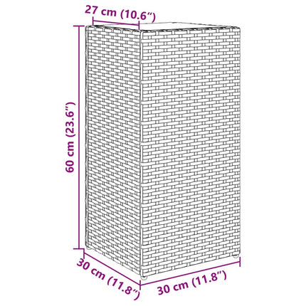 plantekasser 2 stk. 30x30x60 cm polyrattan grå