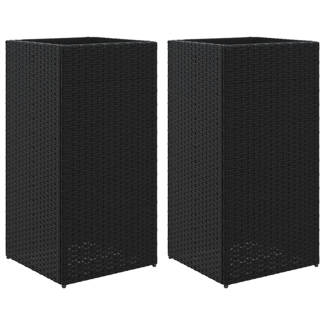 plantekasser 2 stk. 40x40x60 cm polyrattan sort