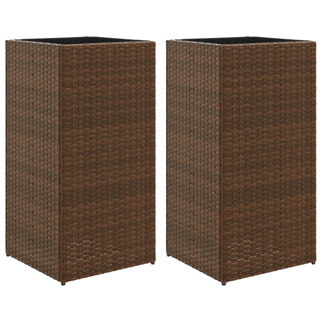 plantekasser 2 stk. 40x40x80 cm polyrattan brun
