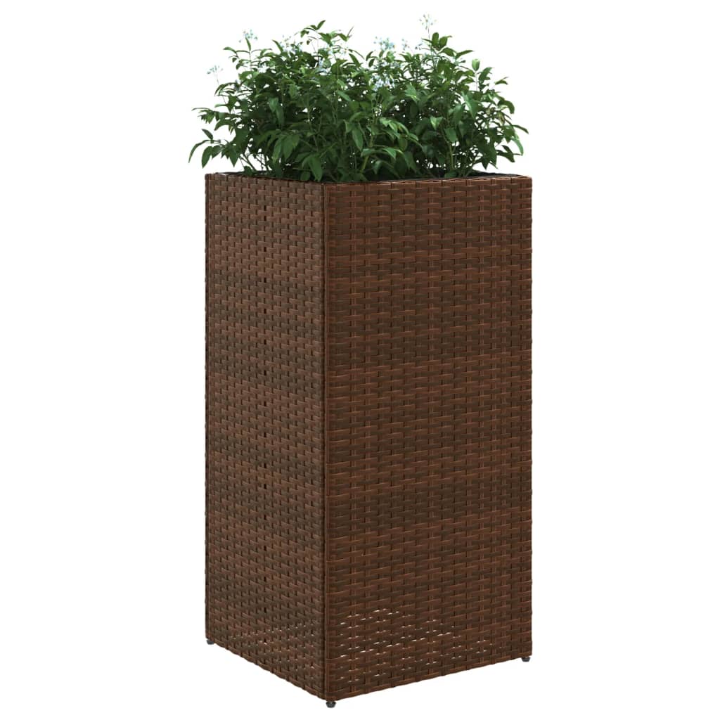plantekasser 2 stk. 40x40x80 cm polyrattan brun