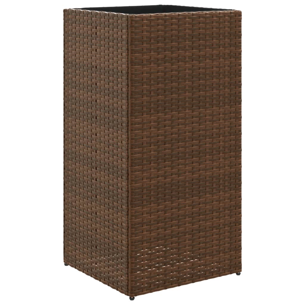 plantekasser 2 stk. 40x40x80 cm polyrattan brun