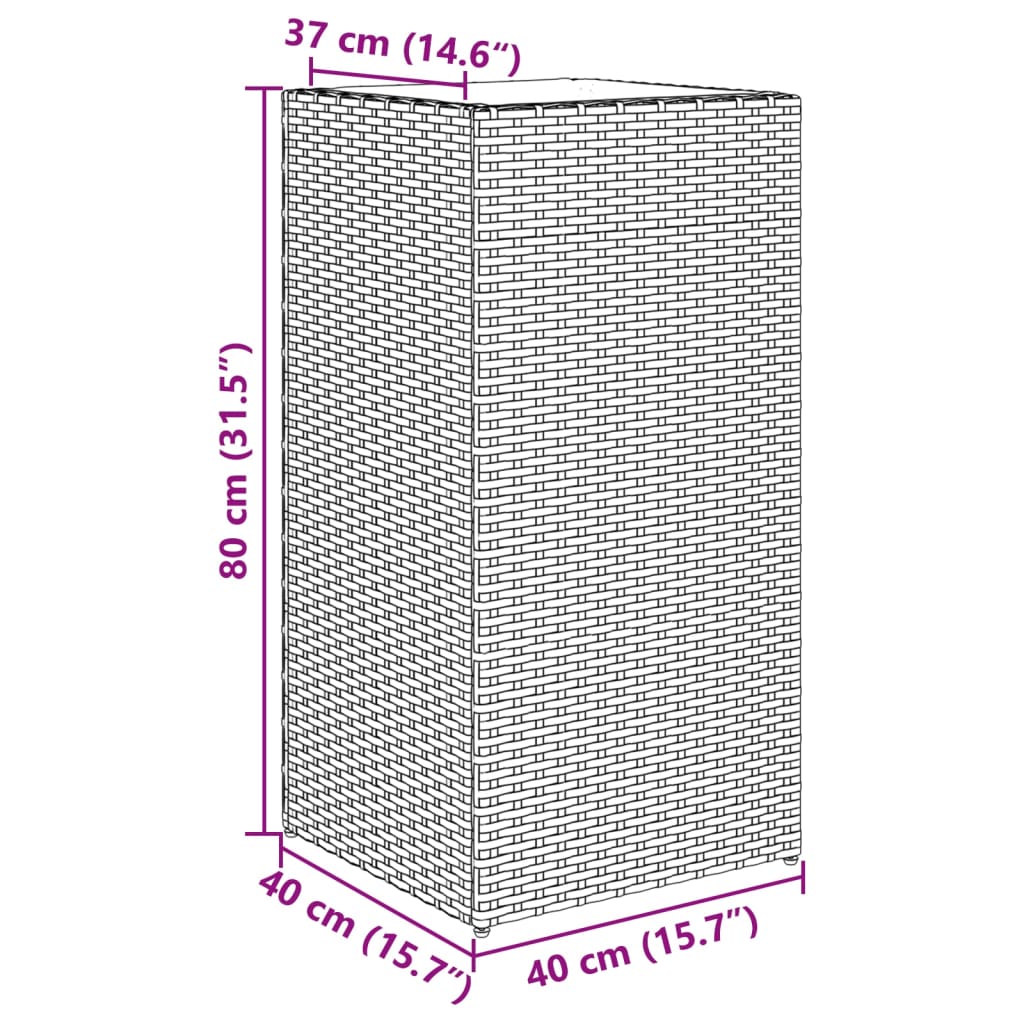 plantekasser 2 stk. 40x40x80 cm polyrattan brun