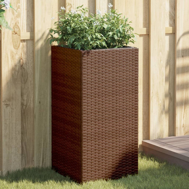 plantekasser 2 stk. 40x40x80 cm polyrattan brun