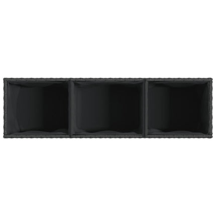 plantekasser 2 stk. med 3 potter 105x30x32 cm polyrattan sort