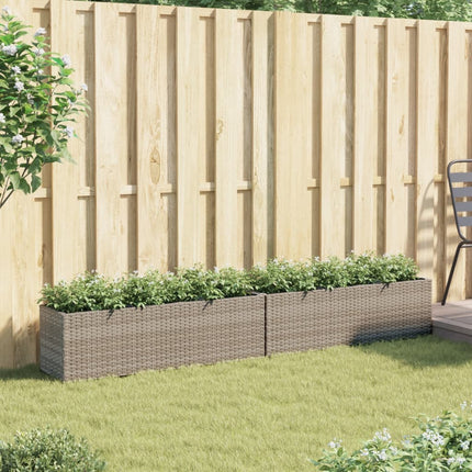 plantekasser 2 stk. med 3 potter 105x30x32 cm polyrattan grå