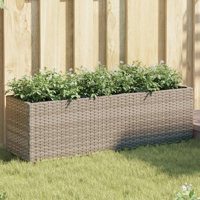 plantekasser 2 stk. med 3 potter 105x30x32 cm polyrattan grå