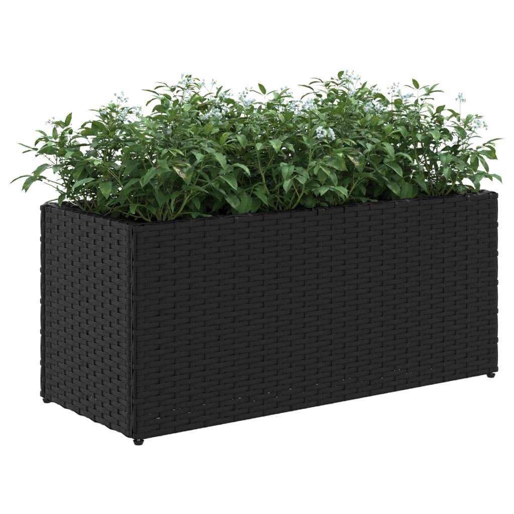 plantekasser 2 stk. med 2 potter 72x30x32 cm polyrattan sort