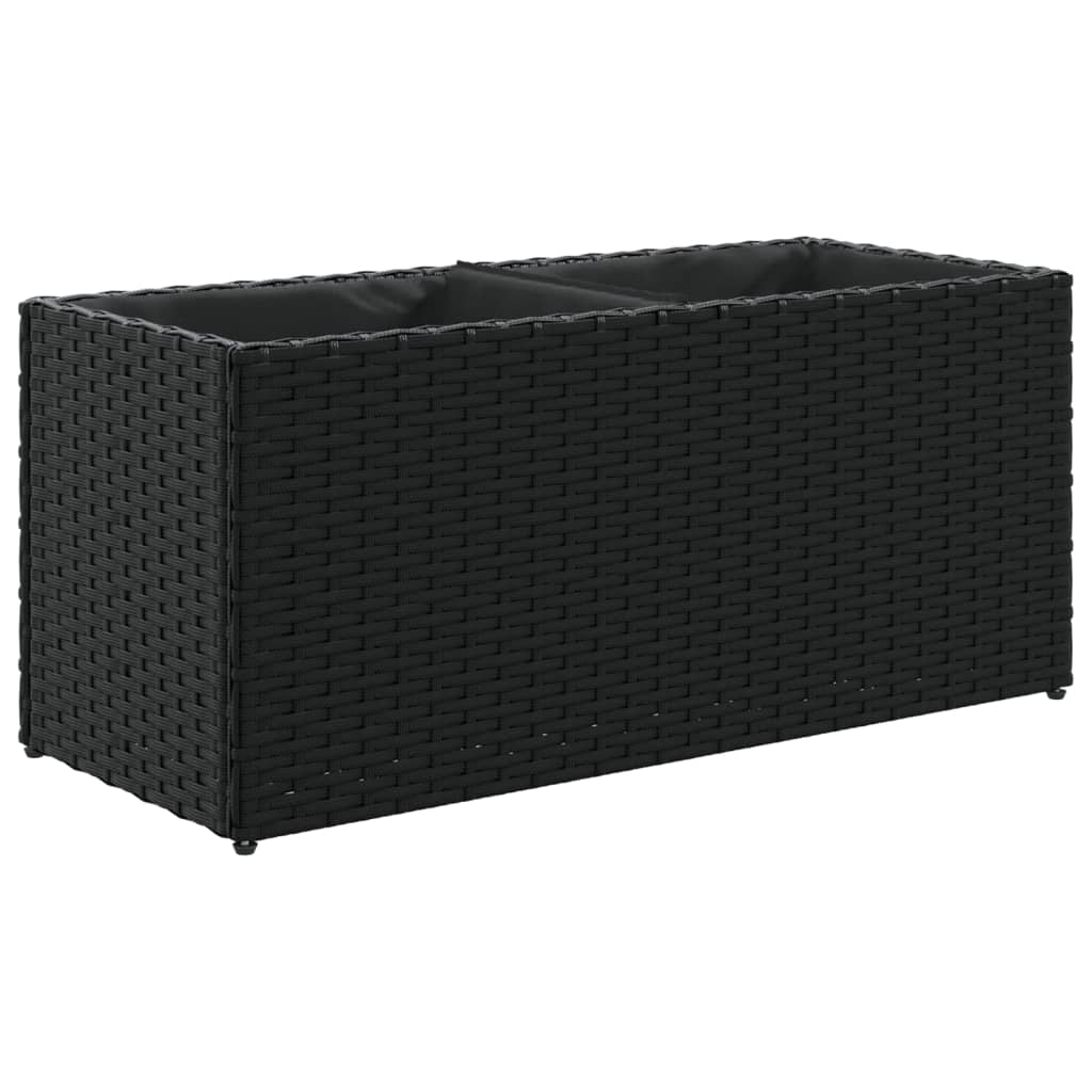 plantekasser 2 stk. med 2 potter 72x30x32 cm polyrattan sort