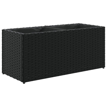 plantekasser 2 stk. med 2 potter 72x30x32 cm polyrattan sort