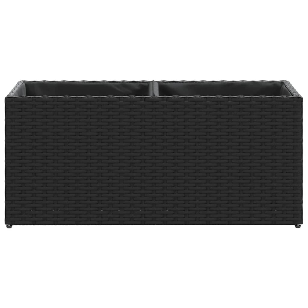 plantekasser 2 stk. med 2 potter 72x30x32 cm polyrattan sort