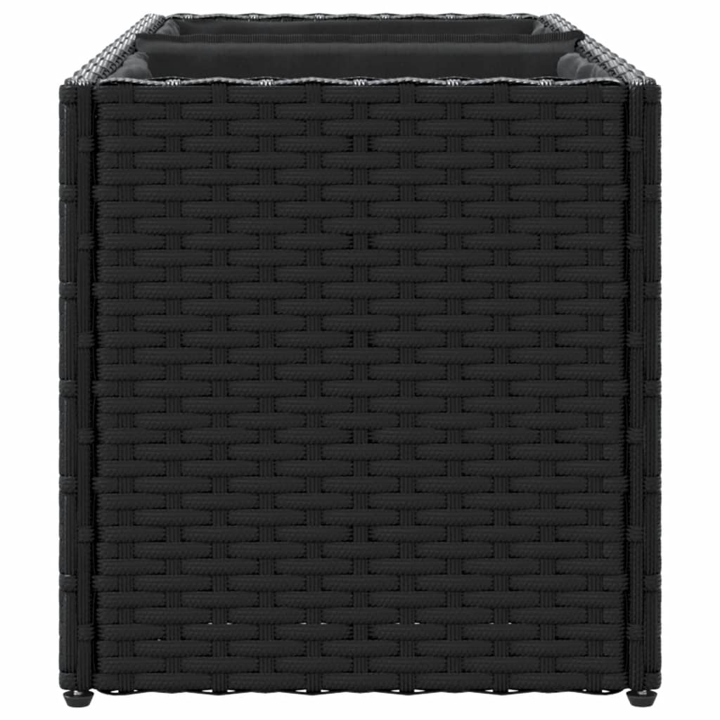 plantekasser 2 stk. med 2 potter 72x30x32 cm polyrattan sort