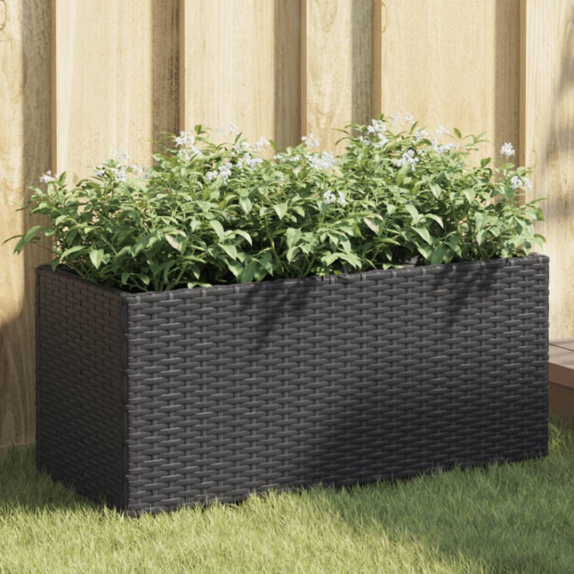 plantekasser 2 stk. med 2 potter 72x30x32 cm polyrattan sort