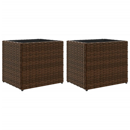 plantekasser 2 stk. 36x30x32 cm polyrattan brun