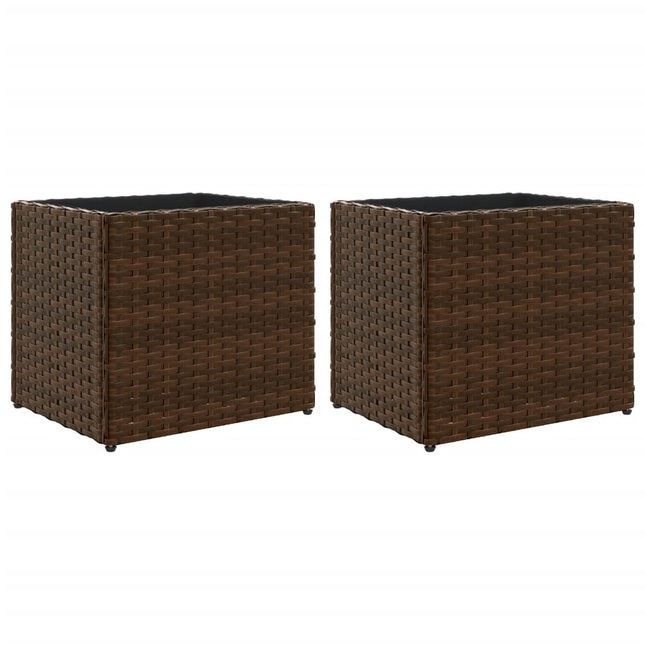 plantekasser 2 stk. 36x30x32 cm polyrattan brun