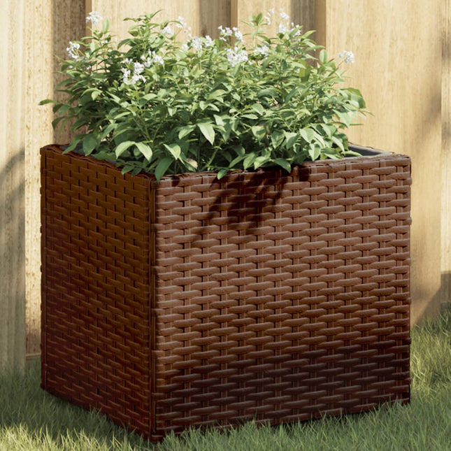 plantekasser 2 stk. 36x30x32 cm polyrattan brun