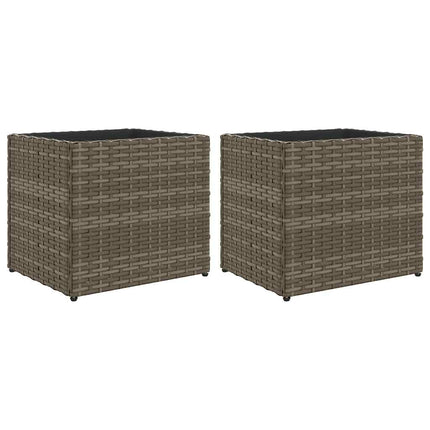 plantekasser 2 stk. 36x30x32 cm polyrattan grå
