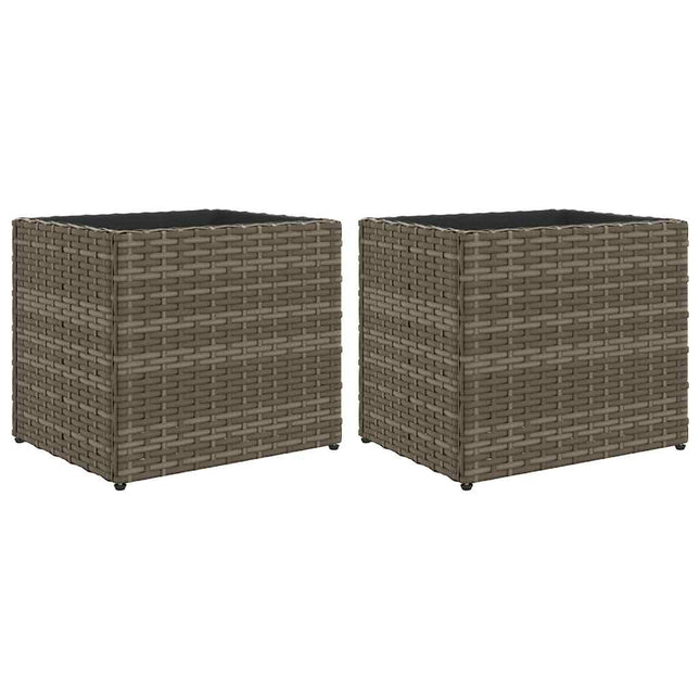 plantekasser 2 stk. 36x30x32 cm polyrattan grå