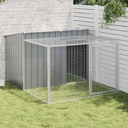 hundehus med løbegård antracit 153x194x110 cm galvaniseret stål