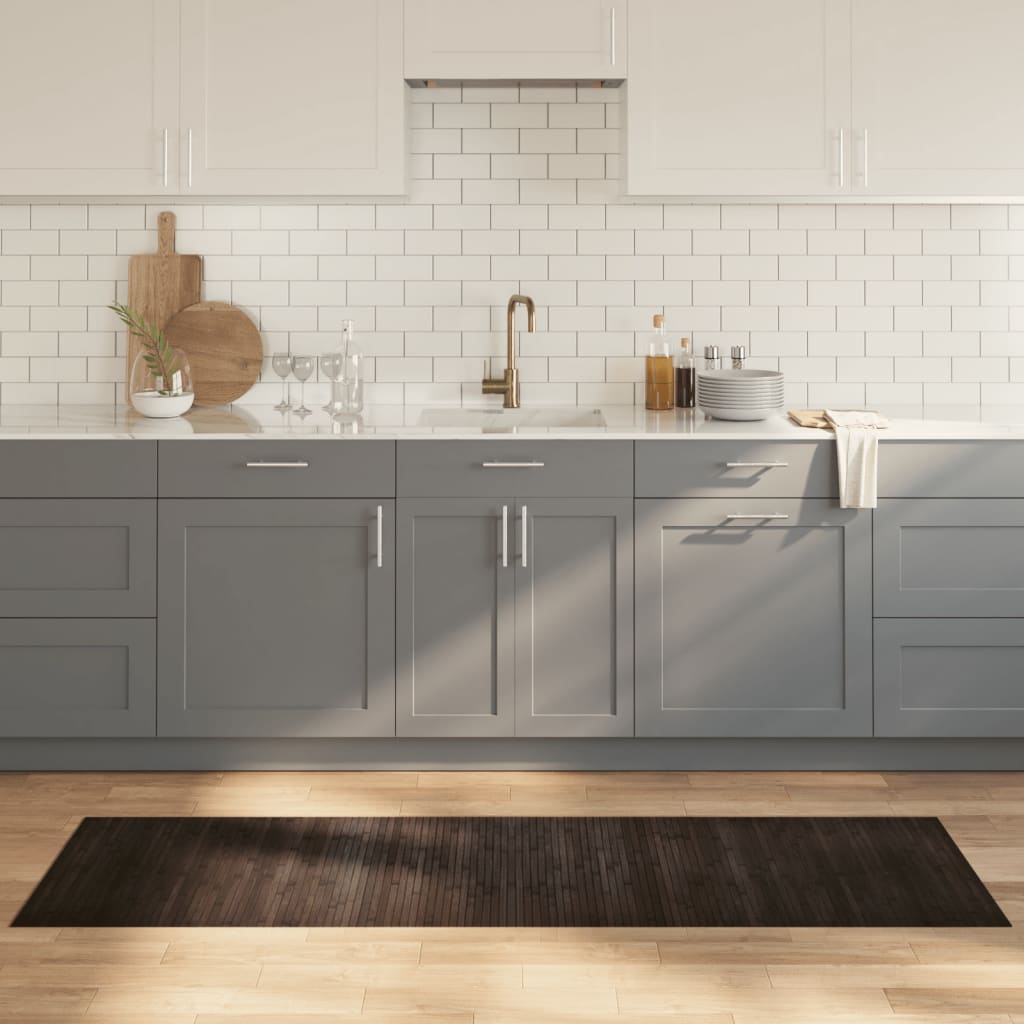 Gulvtæppe 60x200 Cm Rektangulær Bambus Mørkebrun - Vidaxl