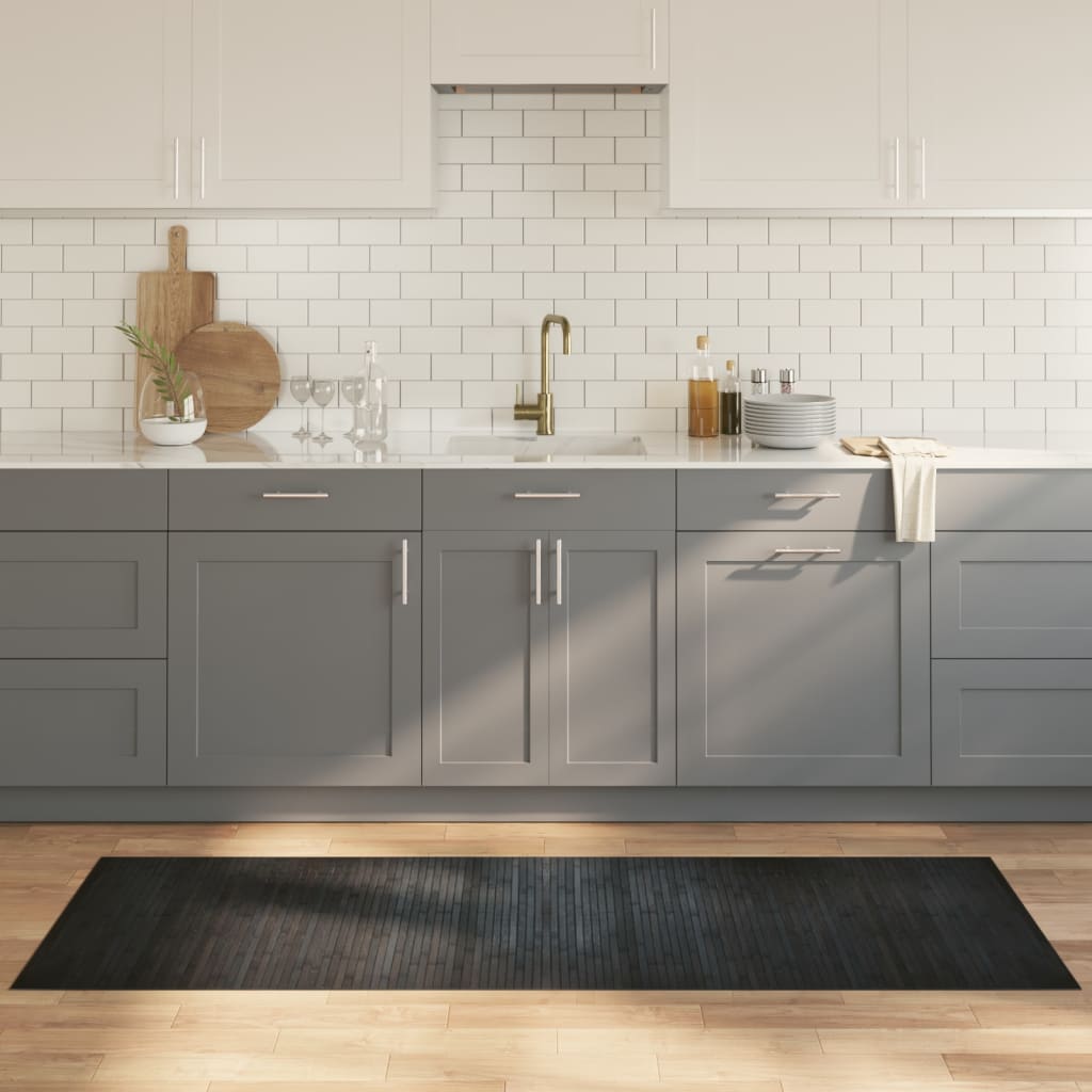 Gulvløber 70 × 200 cm i bambus - grå, rektangulær
