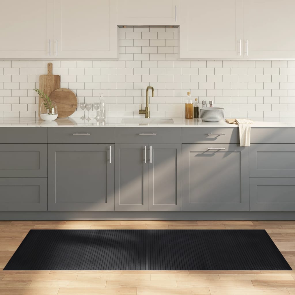 Gulvtæppe 80x200 Cm Rektangulær Bambus Sort - Vidaxl
