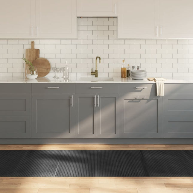 gulvtæppe 80x300 cm rektangulær bambus grå
