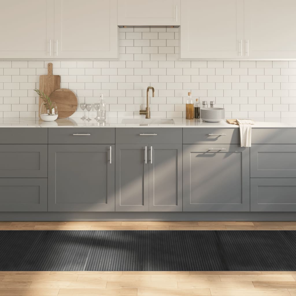 gulvtæppe 80x400 cm rektangulær bambus grå