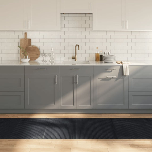 gulvtæppe 80x500 cm rektangulær bambus sort
