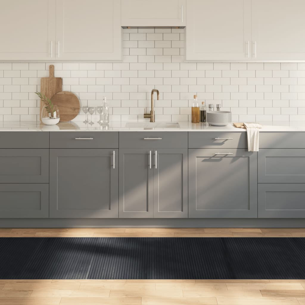 Gulvtæppe 80x500 Cm Rektangulær Bambus Sort - Vidaxl