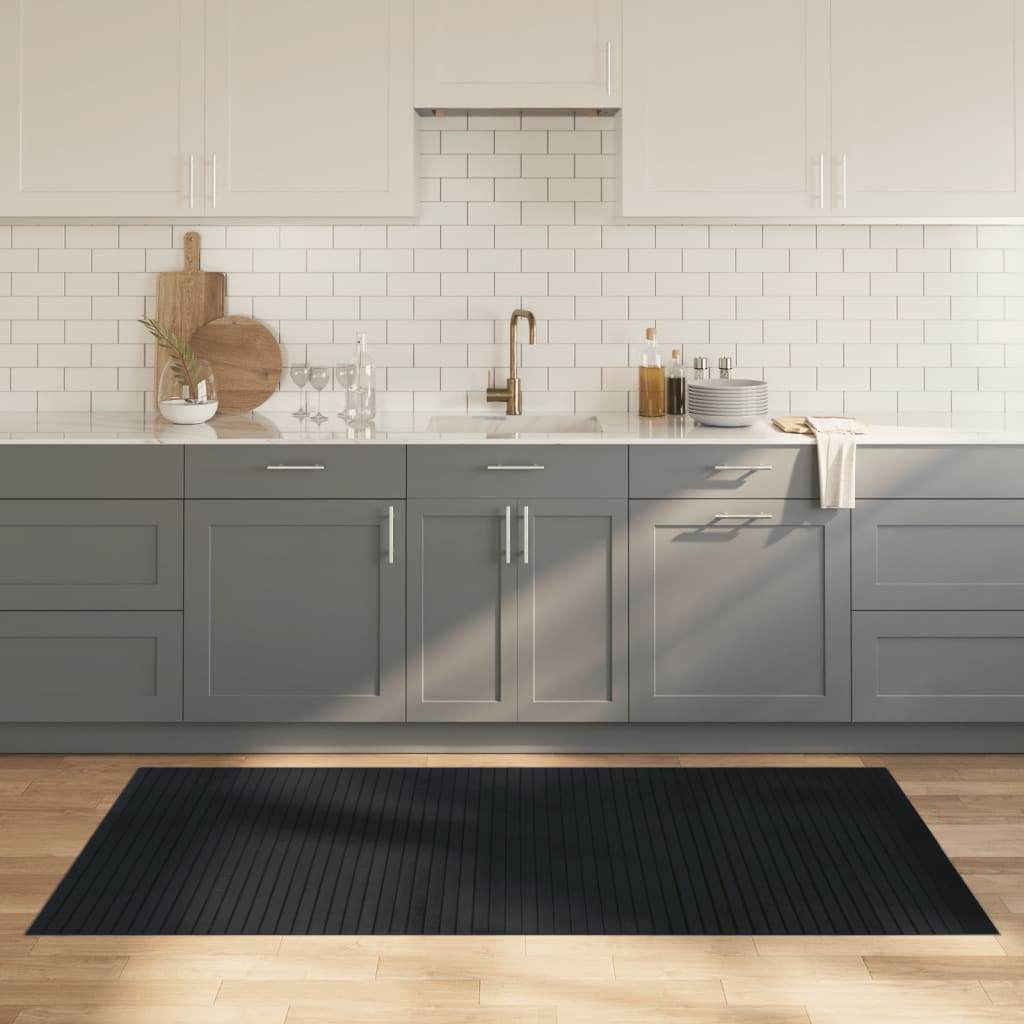 Gulvtæppe 100x200 Cm Rektangulær Bambus Grå - Vidaxl