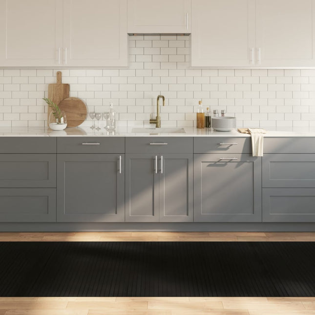 gulvtæppe 100x300 cm rektangulær bambus sort