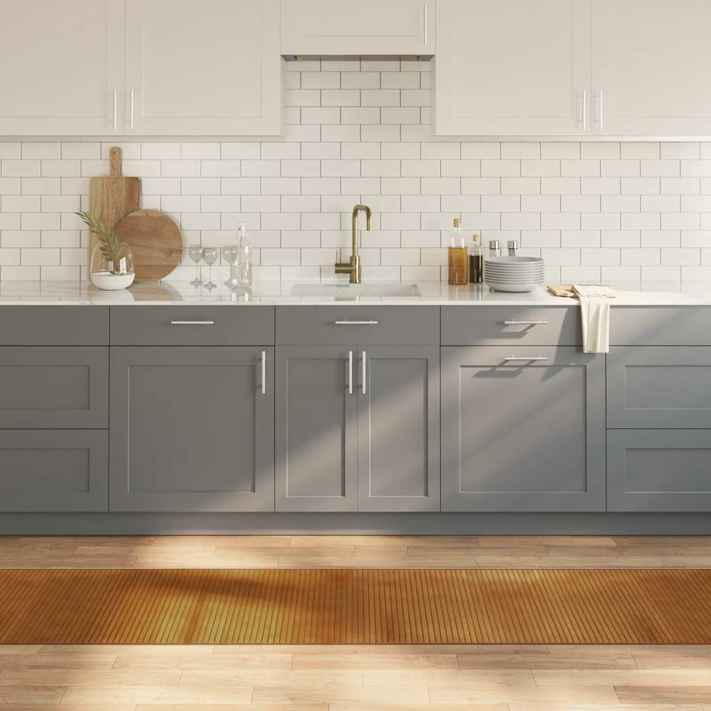 gulvtæppe 60x300 cm rektangulær bambus brun billede