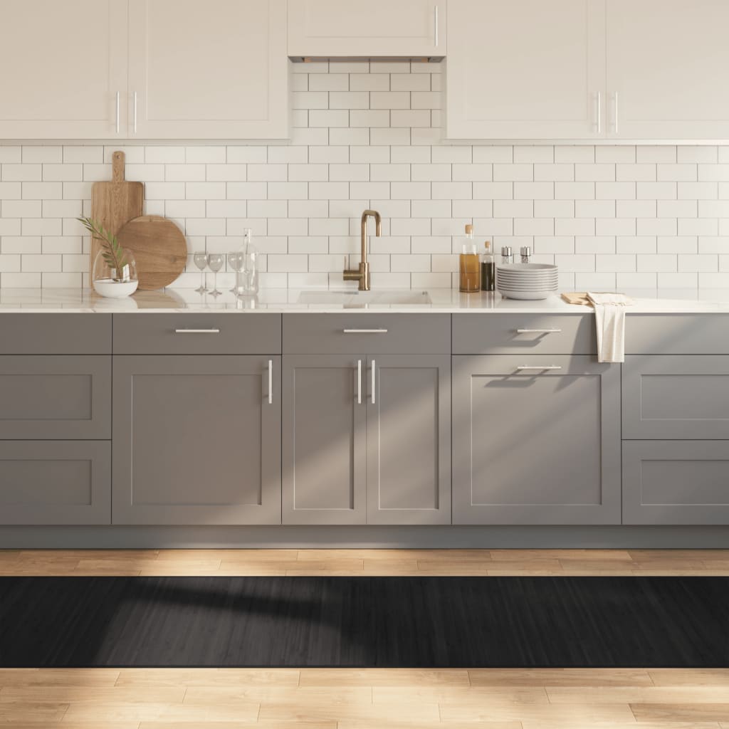 Gulvtæppe i bambus 70×300 cm - rektangulært, sort