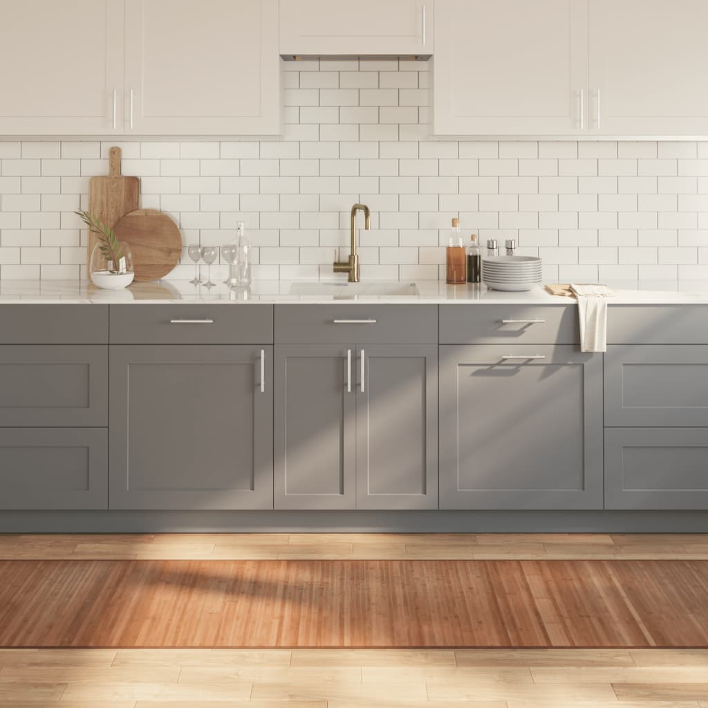 gulvtæppe 70x300 cm rektangulær bambus naturfarvet billede
