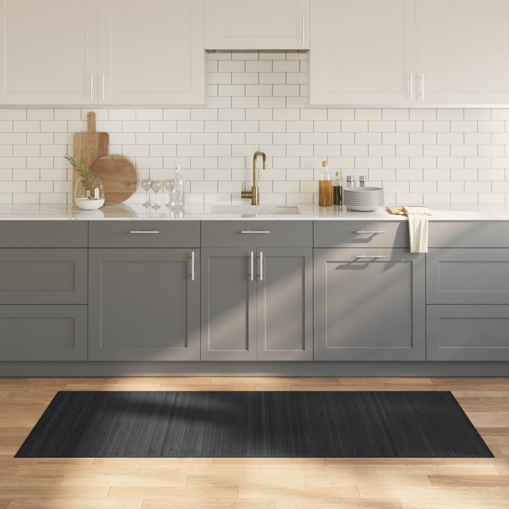 Gulvtæppe 80x200 Cm Rektangulær Bambus Grå - Vidaxl