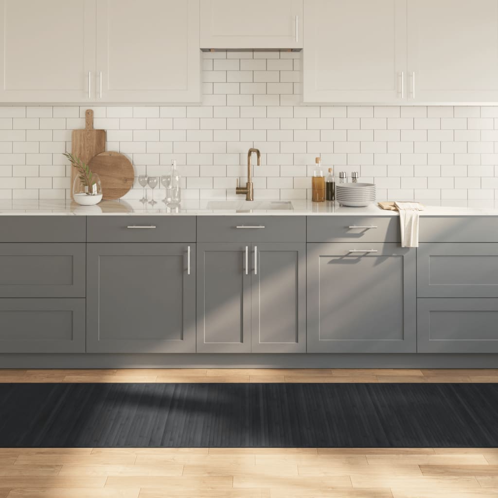 Gulvtæppe 80x300 Cm Rektangulær Bambus Grå - Vidaxl